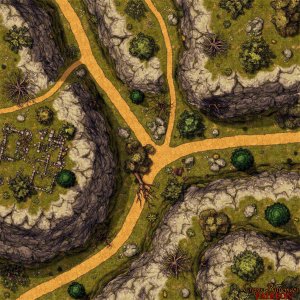 Mountain’s Foot Crossroads 40x40 battle map