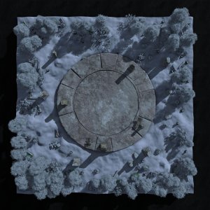 Winter Arena — a free gridless battlemap [Day & Night versions]