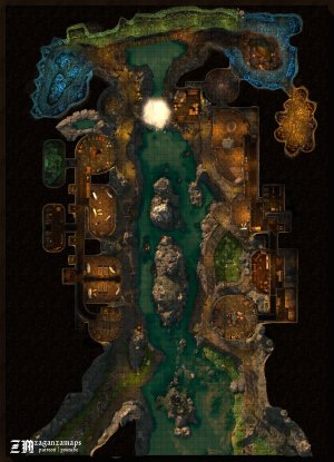 Jadevale [70x50] - hidden village at the end of canyon