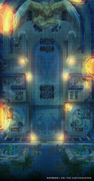 Phoenix's Library at night [26x50][NoAI] | Ori the Carto