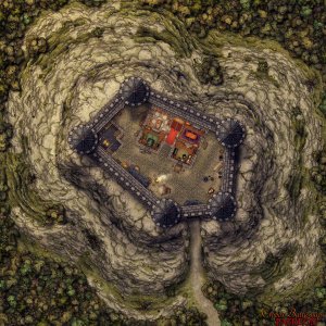 Stonepeak Castle 55x55 battle map (2 variations + interior) + scene (Red Sun Art & Cropox Battlemaps)