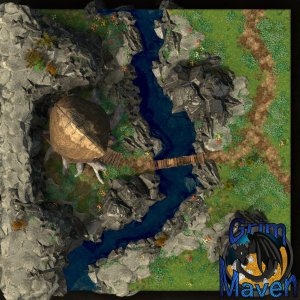 "Sheltered camp"(32x32) does the rock protect you or your quarry? Either way approach wisely!