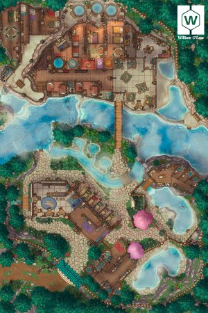 Japanese Hot Springs & Onsen Map, a Romantic Valentine’s Setting! (Day, Morning, Evening & Night handpainted Variations)