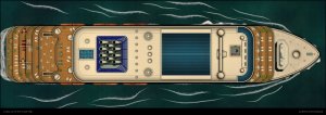 a day on the cruise ship - multi level map (deck -1 to deck 3 as abandoned variant & deck 4 to 7 + roof as modern variant) + floorplan handouts [99x35]