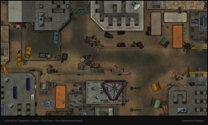 Just wanted to share are all free map releases I made for my cyberpunk-y streets content pack: Slums & construction [aband.], Bridge & Garage [modern] [48x29] + Night market [60x48, modern] & Casino [70x62, modern] & Corporate Plaza [60x77, modern] in the