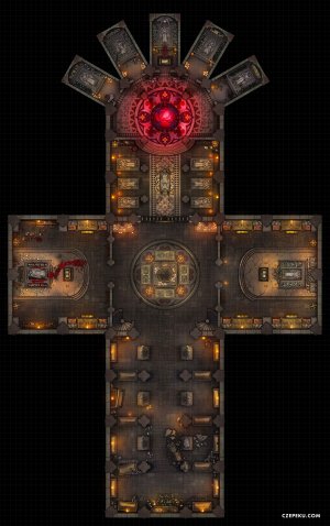 Grand Cathedral Crypt - A Czepeku Battlemap! [64x102]