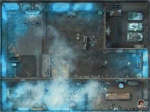 We can survive the blizzard in here! Look, there is even a nice fire burning and strong sturdy doors!