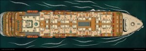a day on the cruise ship - multi level map (deck -1 to deck 3 as abandoned variant & deck 4 to 7 + roof as modern variant) + floorplan handouts [99x35]