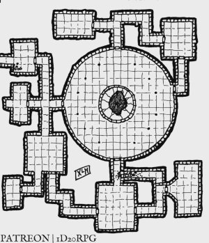 [OC] Hand-Drawn Dungeon Map [Black & White / Grid]