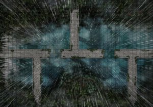 Waterfall ruins 37x26