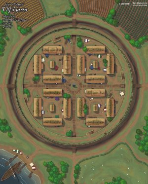 Fortified Village of Ulfshjarta - 86x107 - Battlemap - Settlement Map - RC