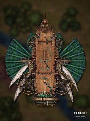 The Kukka Airship [battlemap] from Angela Maps - What classic quest sent your adventures to the sewers? 2 versions! [animated] [art]