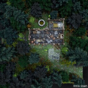 Dare your players investigate the creepy sightings at OLD NANNA GAMMAGE'S RUIN? ? (Free 20x20 day & night maps, plus hundreds more!)