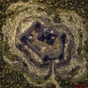 Stonepeak Castle 55x55 battle map (2 variations + interior) + scene (Red Sun Art & Cropox Battlemaps)