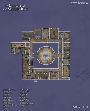 The Monastery of the Sacred Rose - 49x60 - 4 Level Battlemap - RC