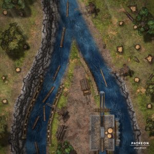 Lumber Mill [battlemap] from Angela Maps - Did you piss off a treant? A nature elemental? Or something else? 3 versions! [animated] [art]