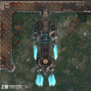Wondrous Submarine [40x40] and Spelljammer Shuttle [32x34] - free VTT and high res maps