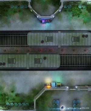 [OC] Need a Subway Platform for your Modern DnD Game? Does this train still run? Let your players find out! [25x25]