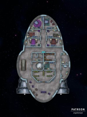 Spaceship [battlemap] from Angela Maps - 3 versions! [art]