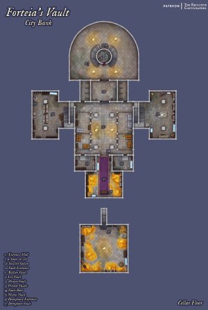 Forteia's Vault - 39x58 - 16 Variants - 4 level Dungeon Map - RC - No AI