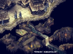 The Forgotten Crypt of Njord - Isometric Battlemap 40 x 30