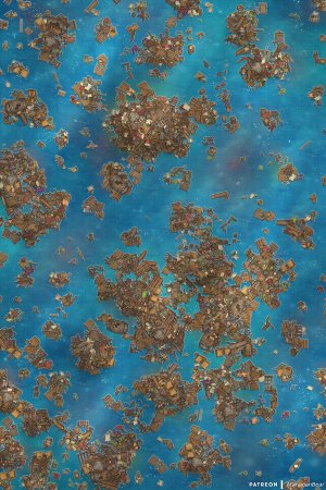A battlemap for battles in a trash-filled ocean [40x60]