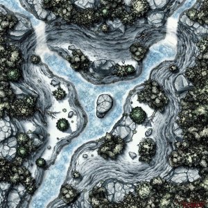Twin Falls Valley 50x50 battle map - 2 variations (Summer & Winter)