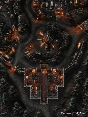 Church of Barovia & Graveyard Battlemap | DM Andy Maps | 30x40 | Exterior, Interior, Underground