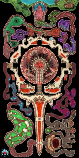 The Death God's Heart [64 x 128] with 5E Adventure by Kelfecil's Tales, Tokens by Dusky Cat & Dungeon Archive, and Scene by Red Sun Art